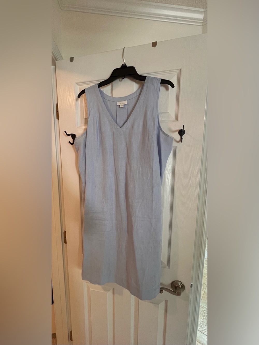 J Jill Light Blue Sleeveless V-Neck Women's Linen Dress